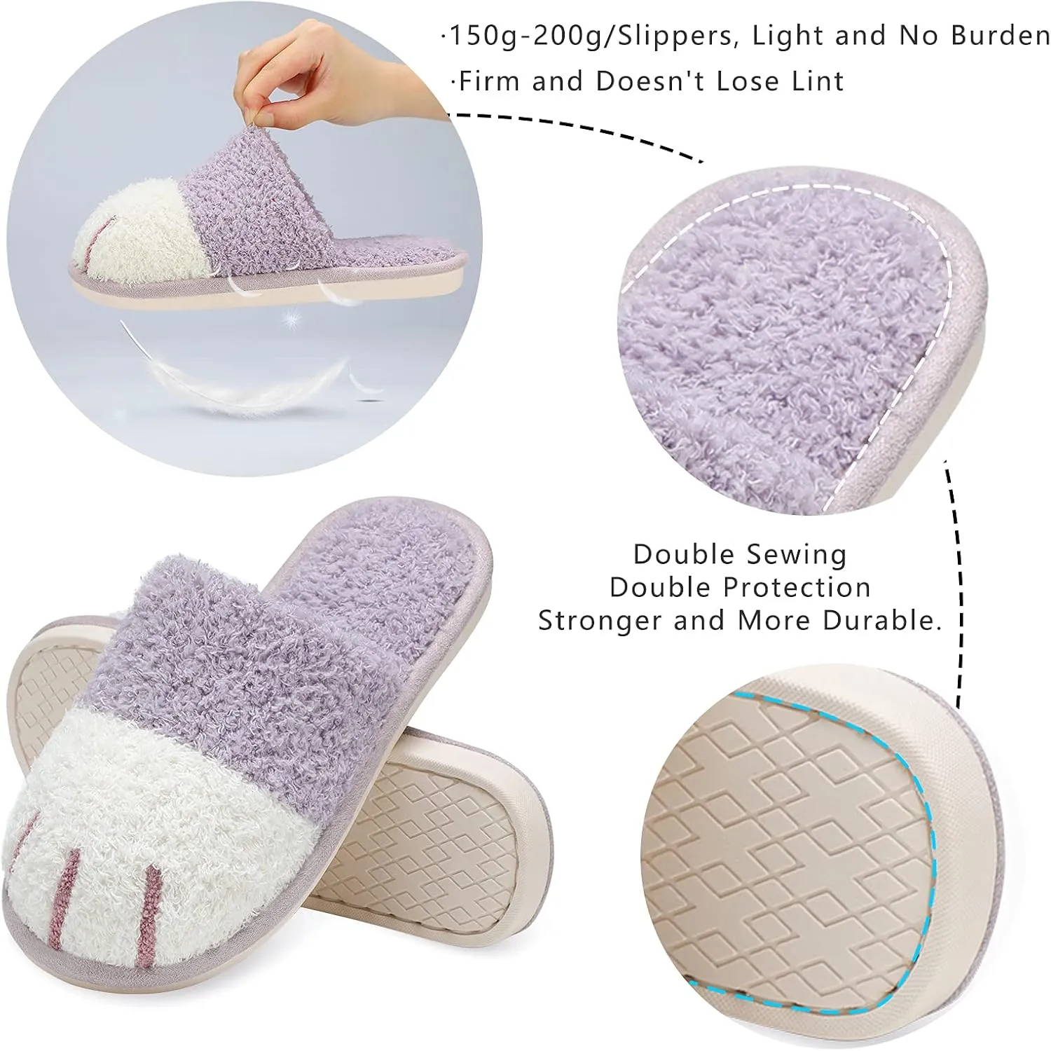 SINNO Cute Animal Slippers for Women Indoor Outdoor Memory Foam House Slipper Soft Warm Cozy Fuzzy Bedroom Non-Slip Shoes Christmas Gift ladies