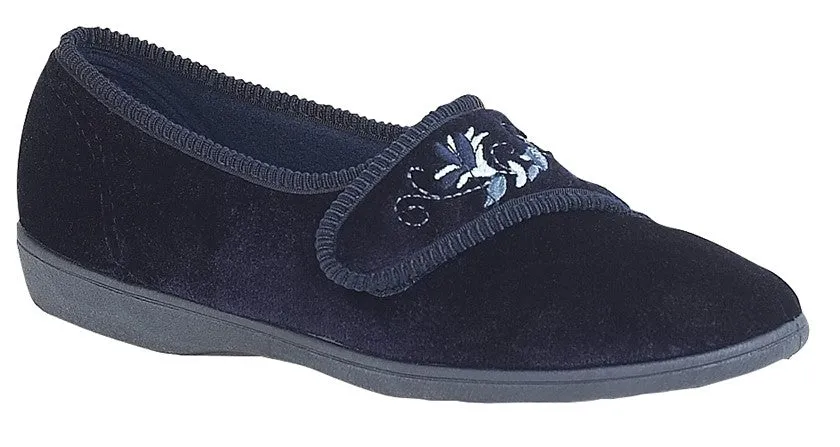 Sleepers LS871C Womens Touch Fastening Embroidered Slipper