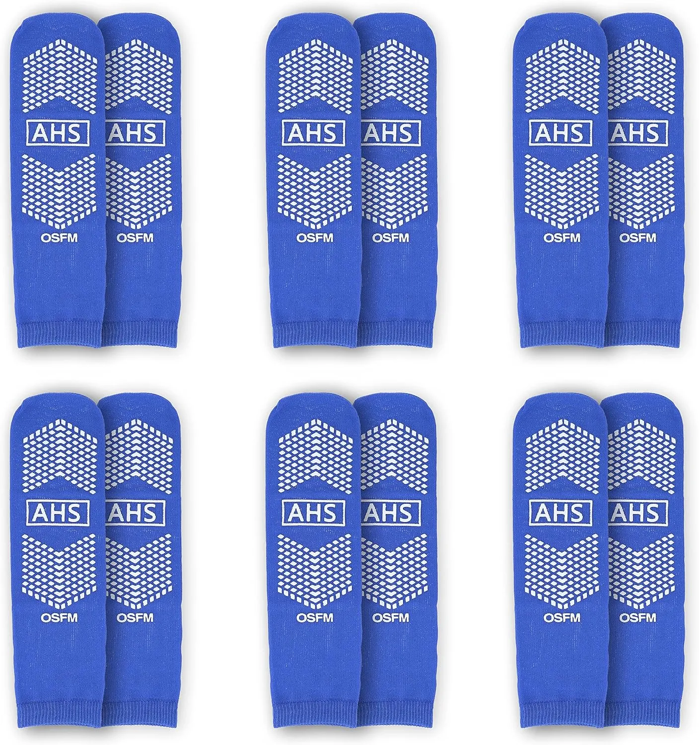 Slipper Socks – Blue, 1 Size Fits Most, Polyester-Spandex Knit Grip Socks with Elastic Cuff | Pack of 6