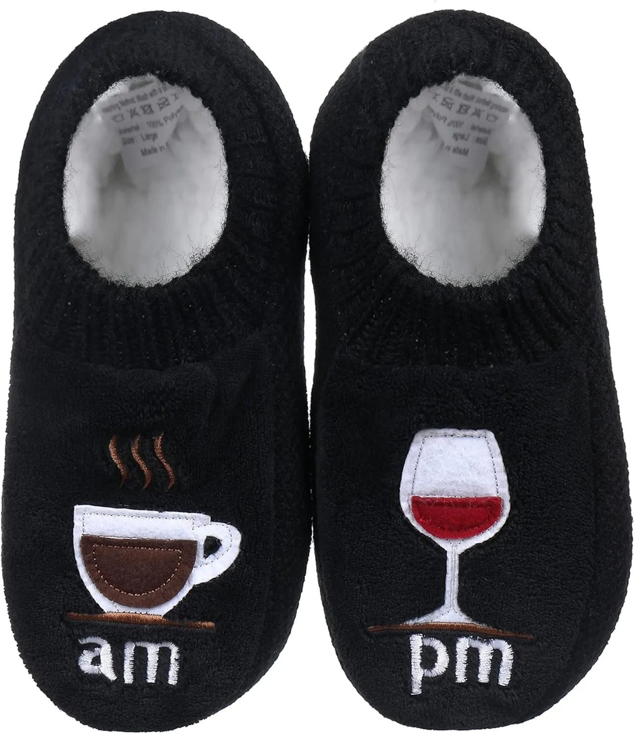 Slipper Socks for Women With Grippers-Winter Non Slip Fuzzy Soft Cozy Knit Fleece-Lined Indoor Socks Wine&Coffee