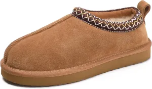 Slippers for Women Genuine Suede Water Resistant Women's Slippers with Memory Foam and Faux Fur Lining Comfy Slippers Gifts for Women Footwear