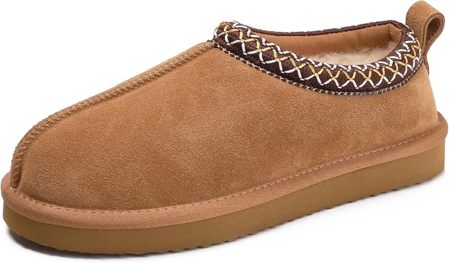 Slippers for Women Genuine Suede Water Resistant Women's Slippers with Memory Foam and Faux Fur Lining Comfy Slippers Gifts for Women Footwear