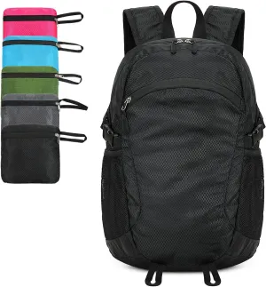 Small Hiking Daypack,15L Waterproof Hiking Backpack Packable Lightweight Travel Day Pack for Women Men(Black, Small)