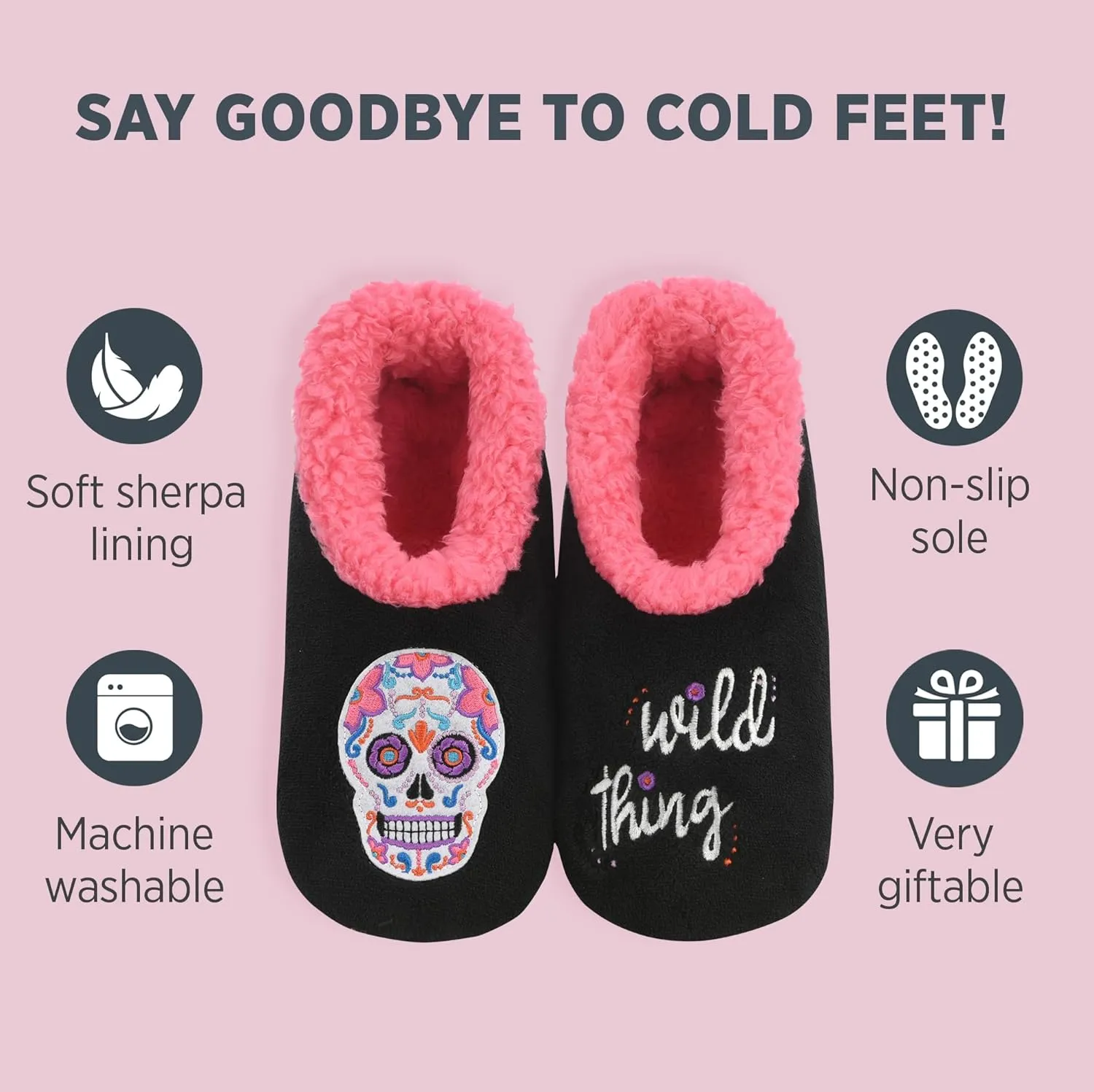 Snoozies Pairable Slipper Socks - Funny House Slippers for Women, Non-Slip Fuzzy Slipper Socks