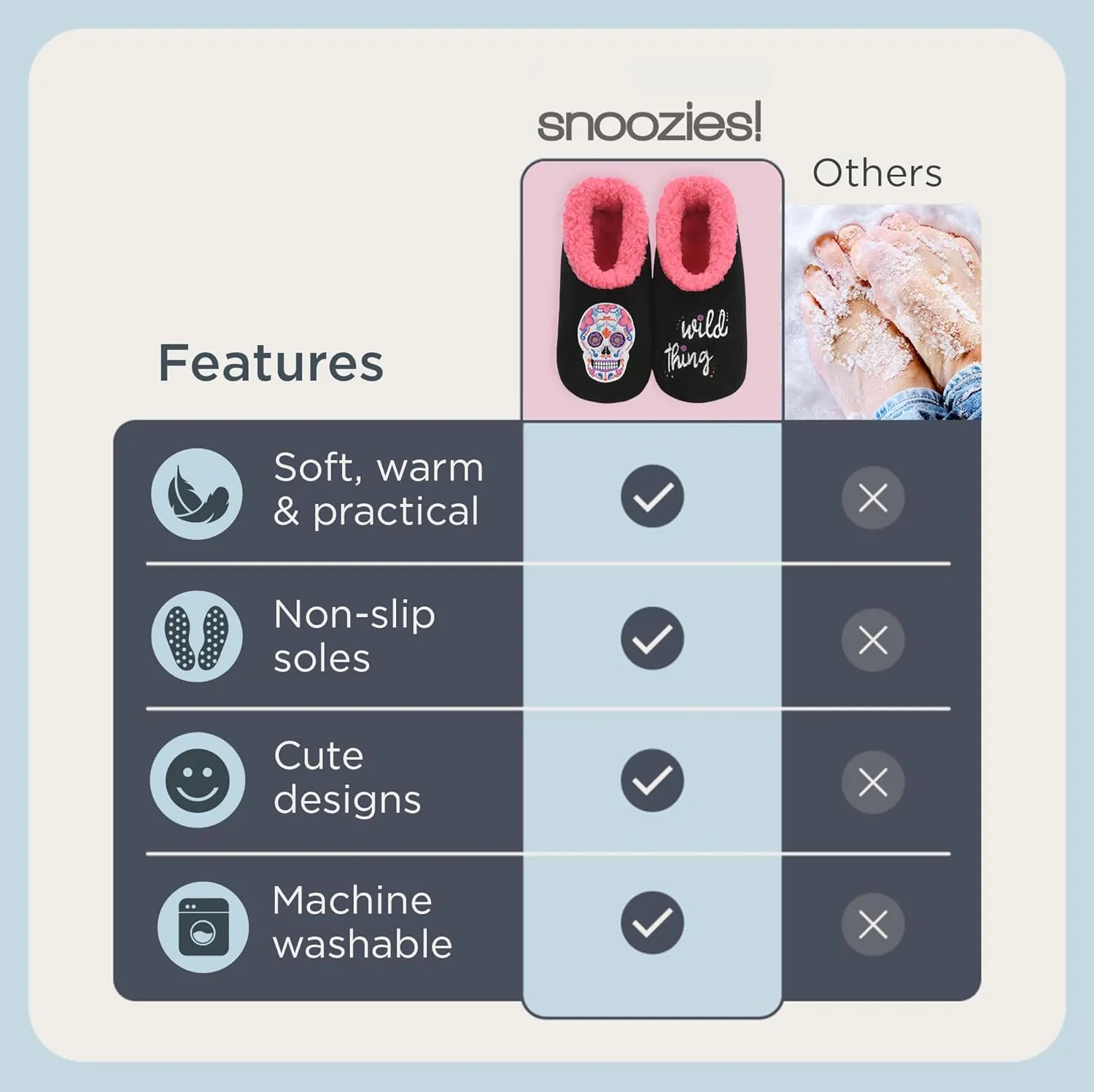 Snoozies Pairable Slipper Socks - Funny House Slippers for Women, Non-Slip Fuzzy Slipper Socks