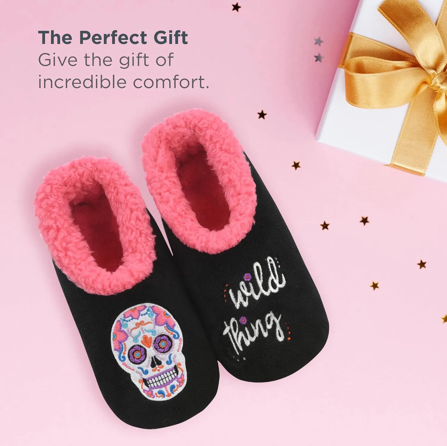 Snoozies Pairable Slipper Socks - Funny House Slippers for Women, Non-Slip Fuzzy Slipper Socks