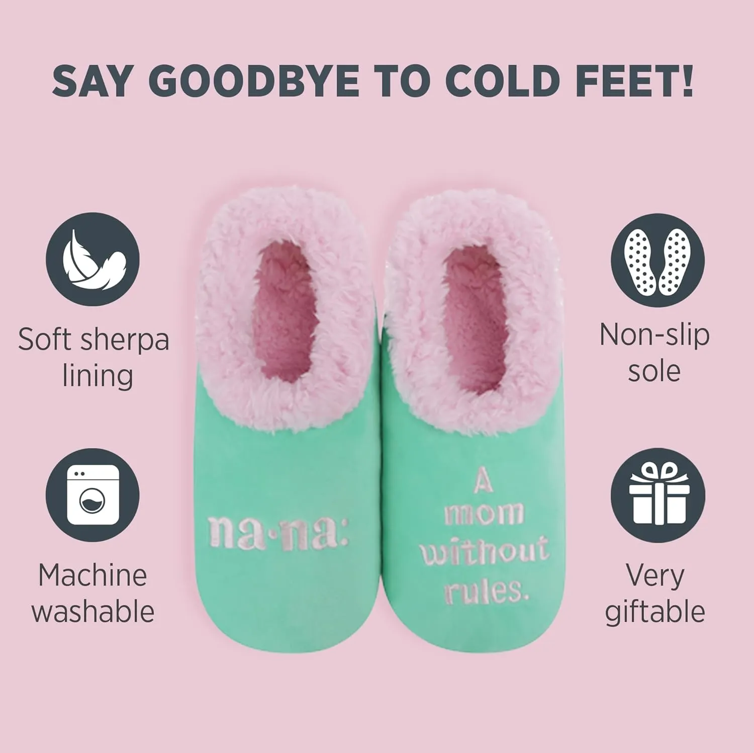 Snoozies Pairable Slipper Socks - Funny House Slippers for Women, Non-Slip Fuzzy Slipper Socks