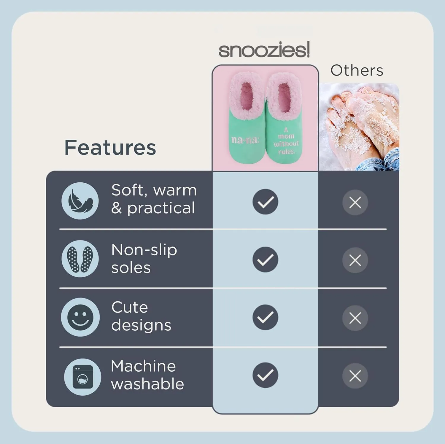 Snoozies Pairable Slipper Socks - Funny House Slippers for Women, Non-Slip Fuzzy Slipper Socks