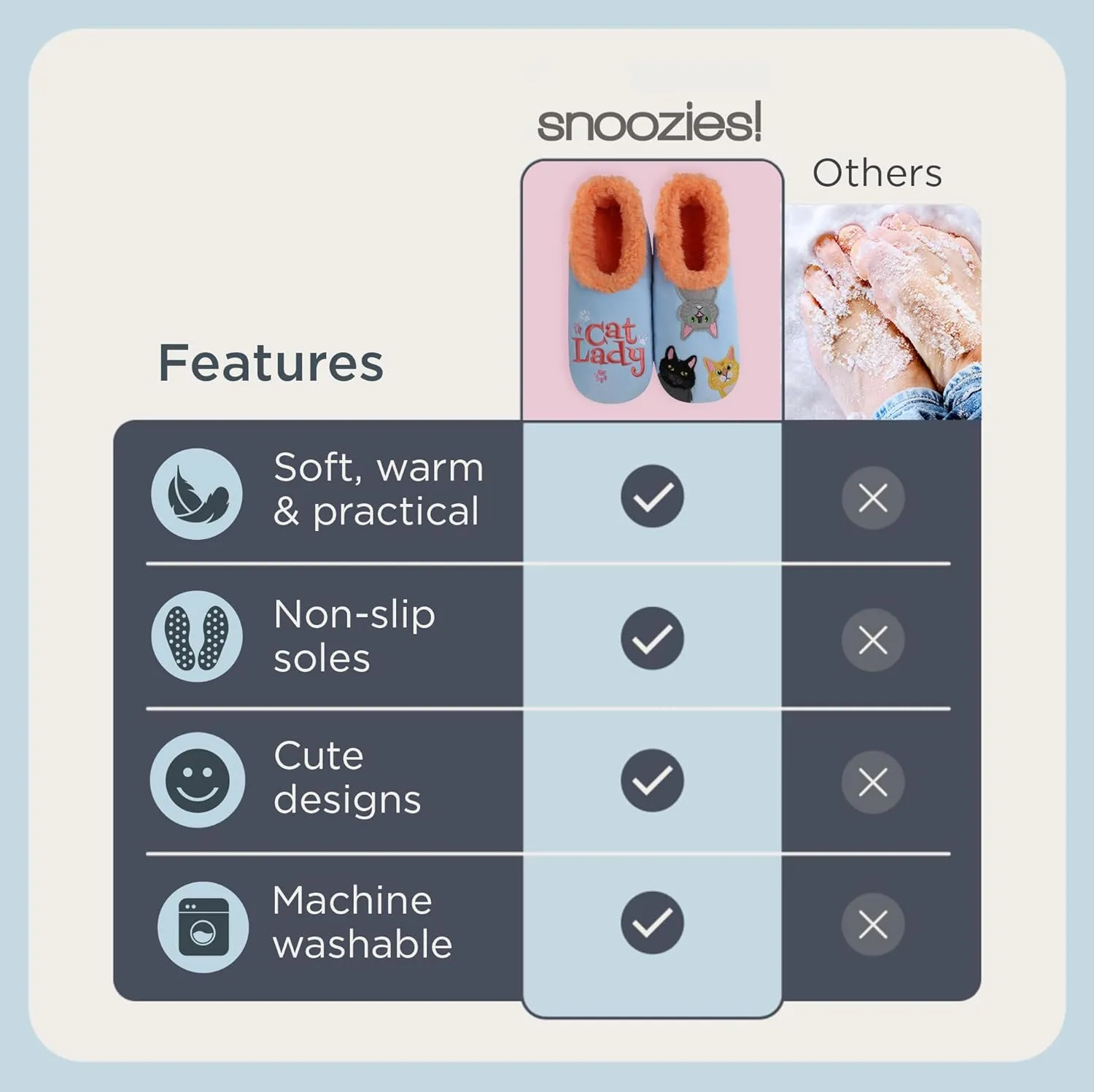 Snoozies Pairable Slipper Socks - Non-Slip Fuzzy Cat Slippers for Women