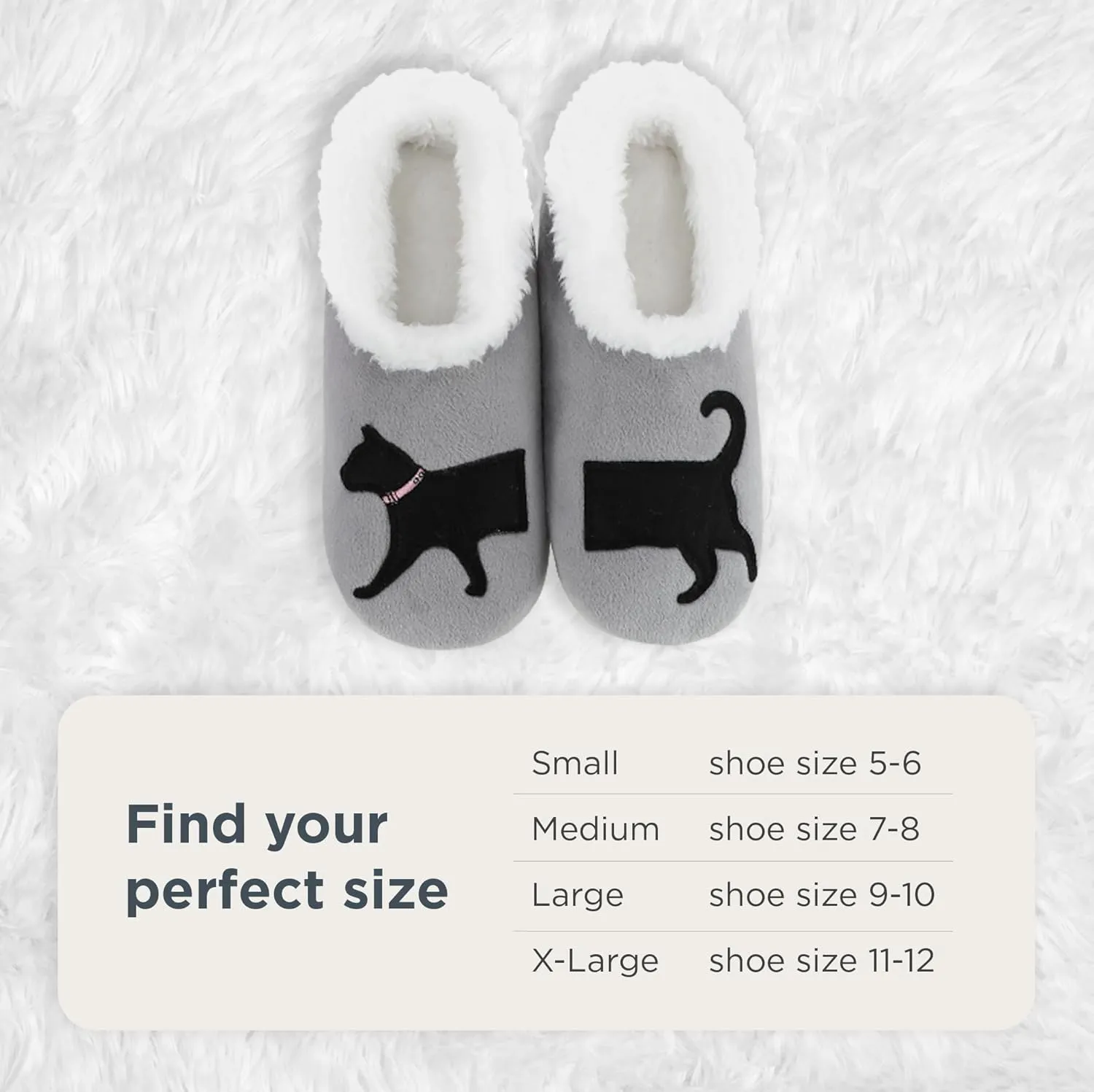 Snoozies Pairable Slipper Socks - Non-Slip Fuzzy Cat Slippers for Women
