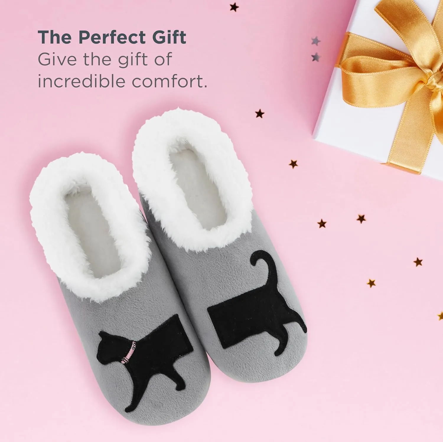 Snoozies Pairable Slipper Socks - Non-Slip Fuzzy Cat Slippers for Women