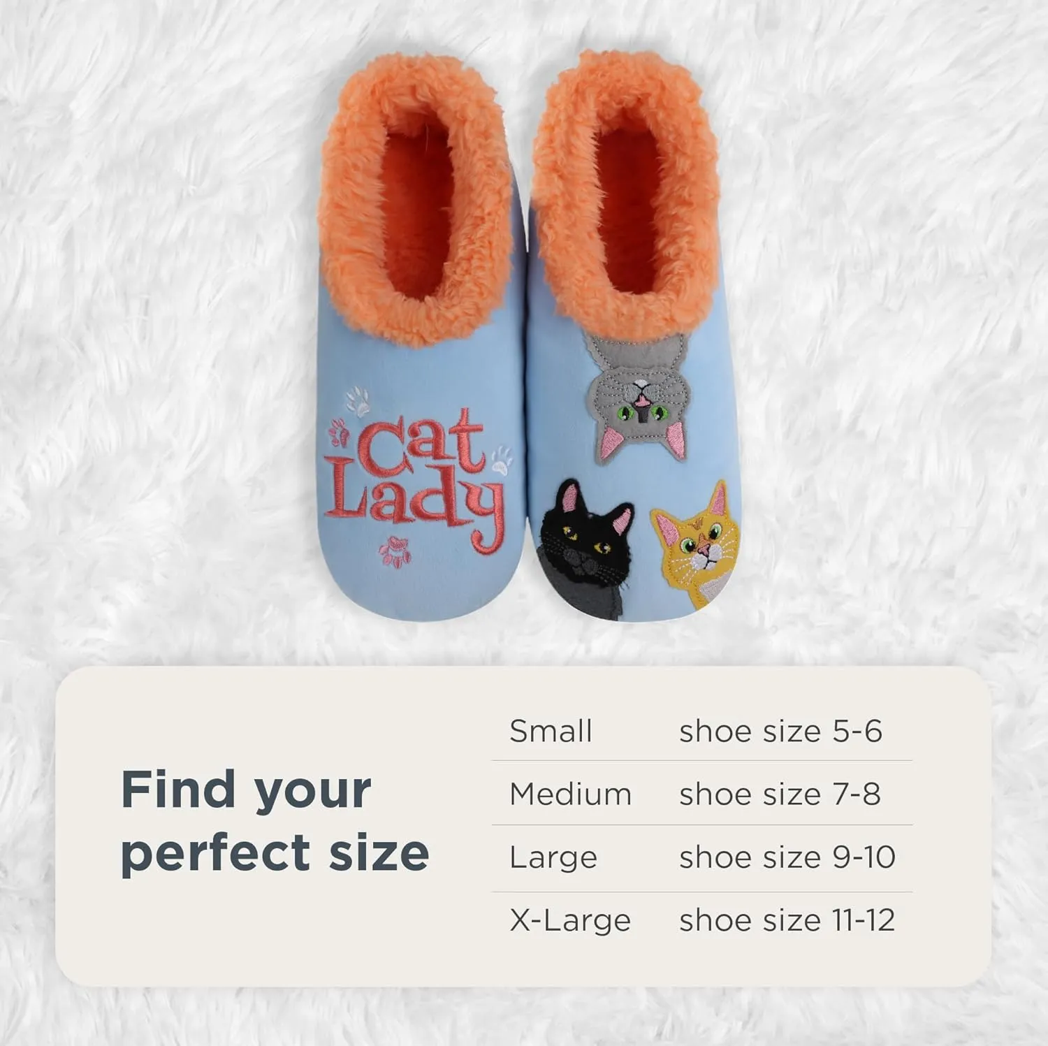 Snoozies Pairable Slipper Socks - Non-Slip Fuzzy Cat Slippers for Women