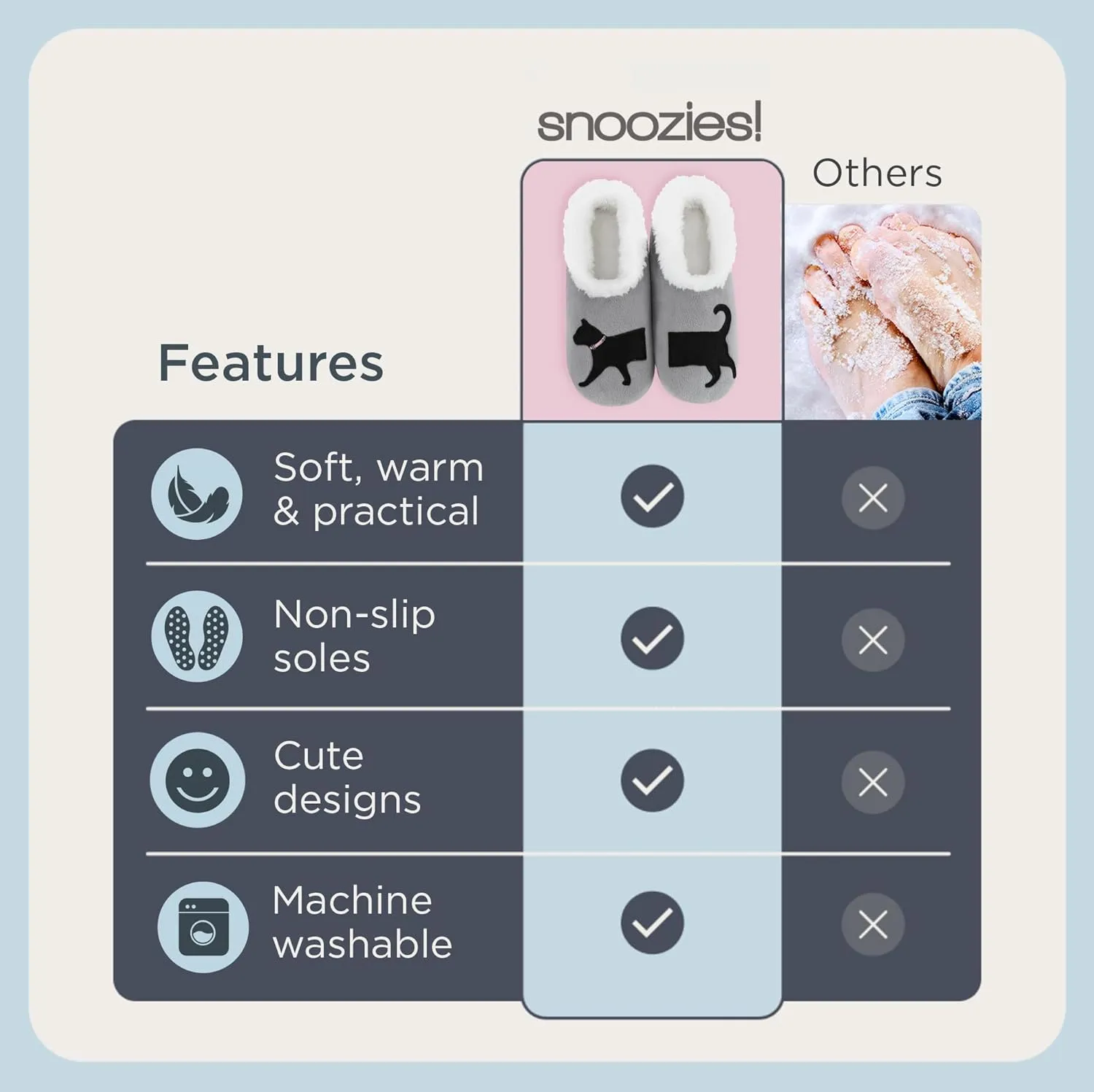 Snoozies Pairable Slipper Socks - Non-Slip Fuzzy Cat Slippers for Women
