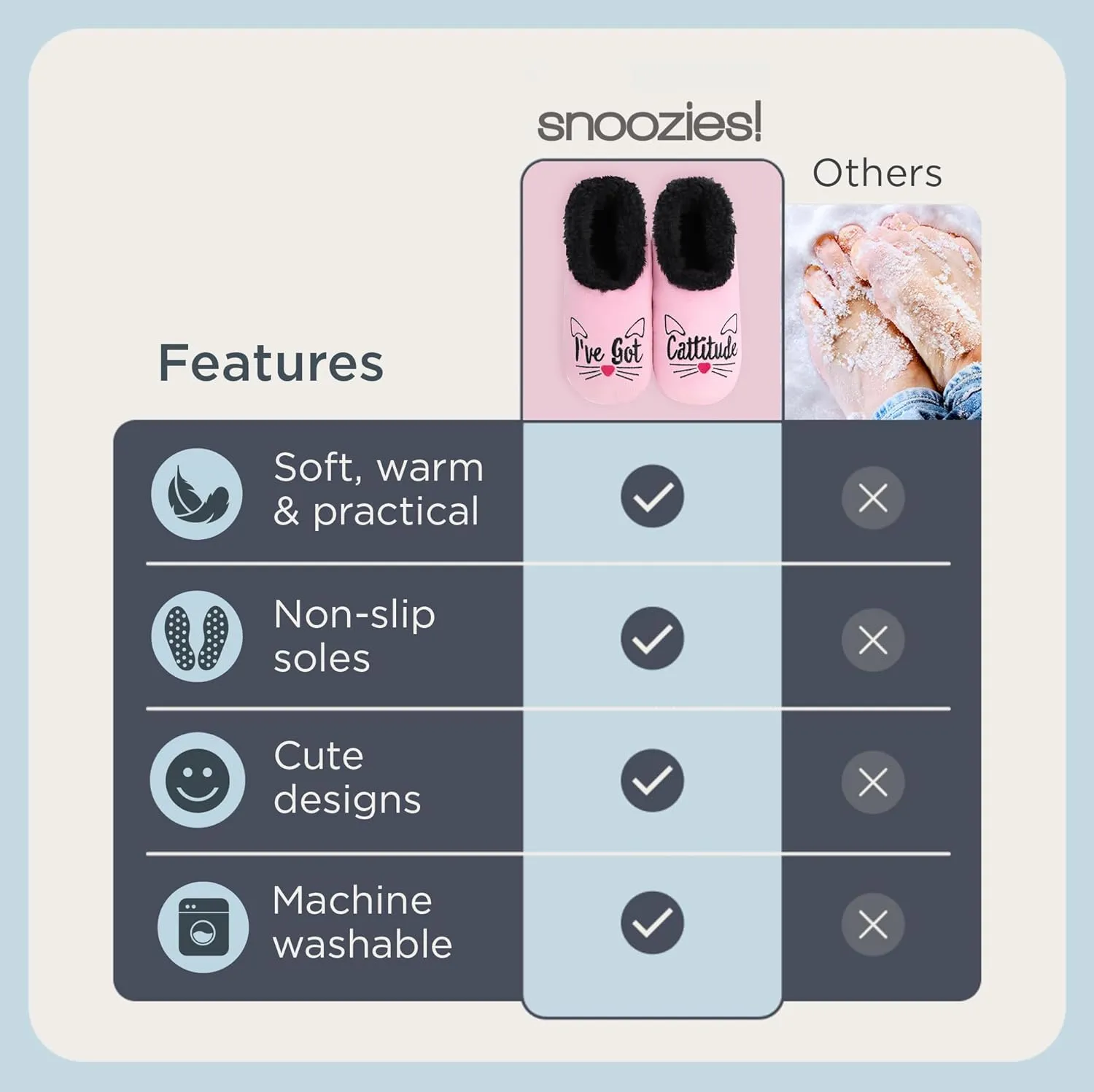 Snoozies Pairable Slipper Socks - Non-Slip Fuzzy Cat Slippers for Women