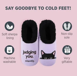Snoozies Pairable Slipper Socks - Non-Slip Fuzzy Cat Slippers for Women