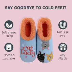Snoozies Pairable Slipper Socks - Non-Slip Fuzzy Cat Slippers for Women