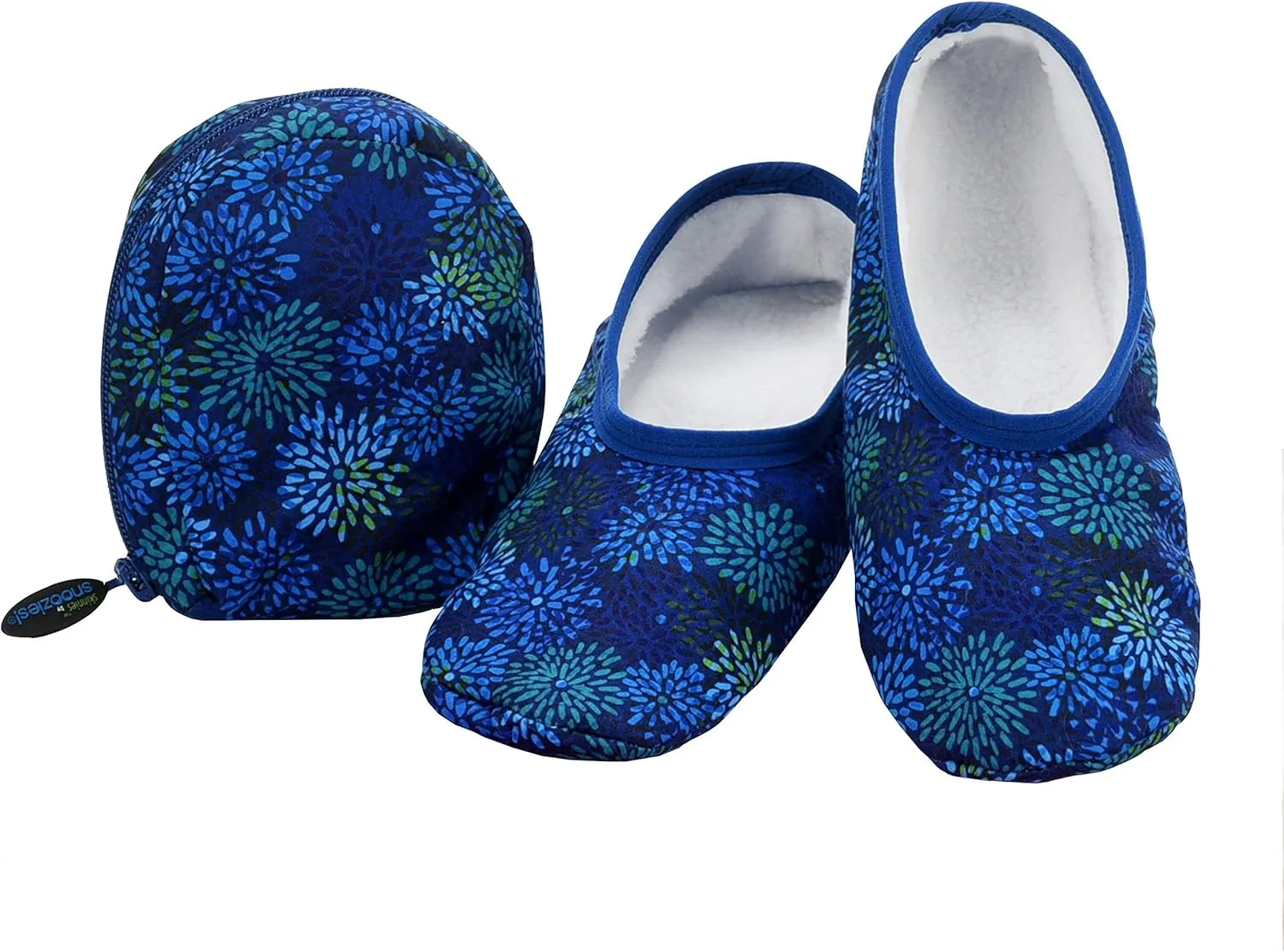 Snoozies Skinnies Womens Slipper Socks - Non-Slip Slippers with a Lightweight Sherpa Lining - Travel Slippers with Storage Pouch