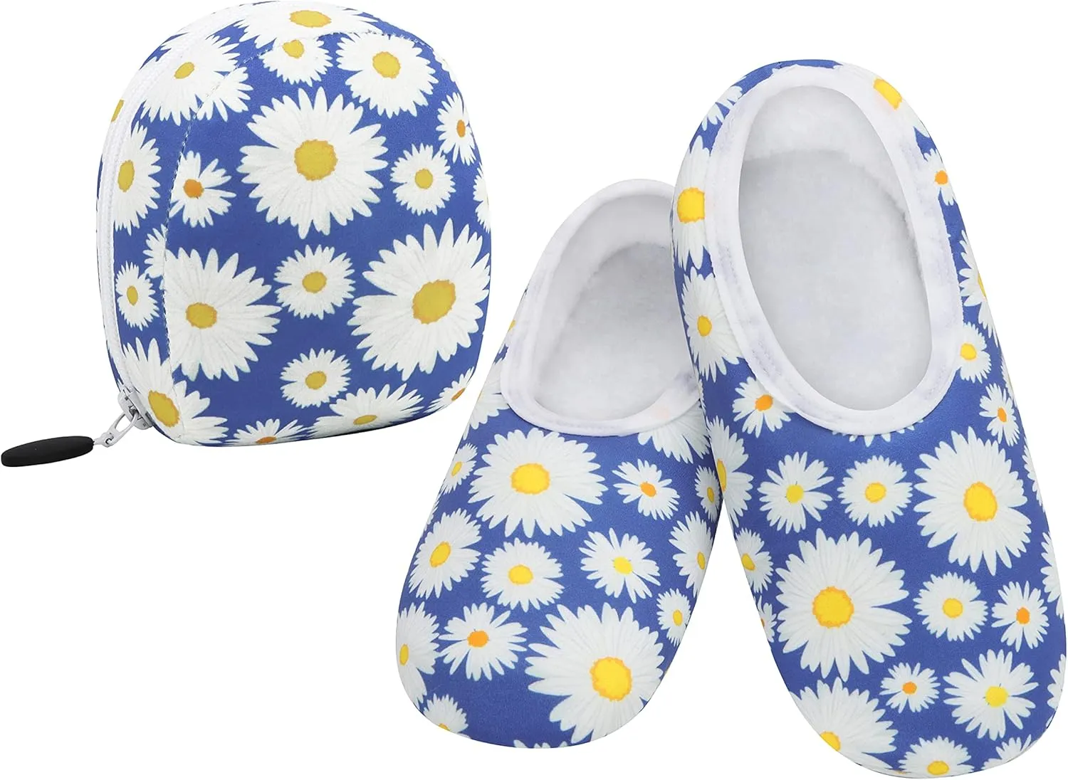 Snoozies Skinnies Womens Slipper Socks - Non-Slip Slippers with a Lightweight Sherpa Lining - Travel Slippers with Storage Pouch
