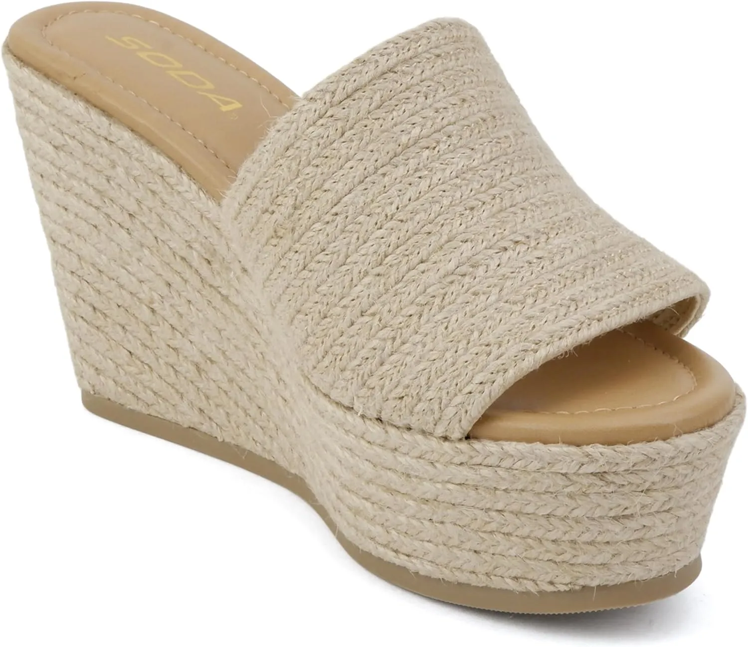 Soda “Bounty” ~ Women Round Toe Single Band Slip-On Espadrille Wedge Sandal