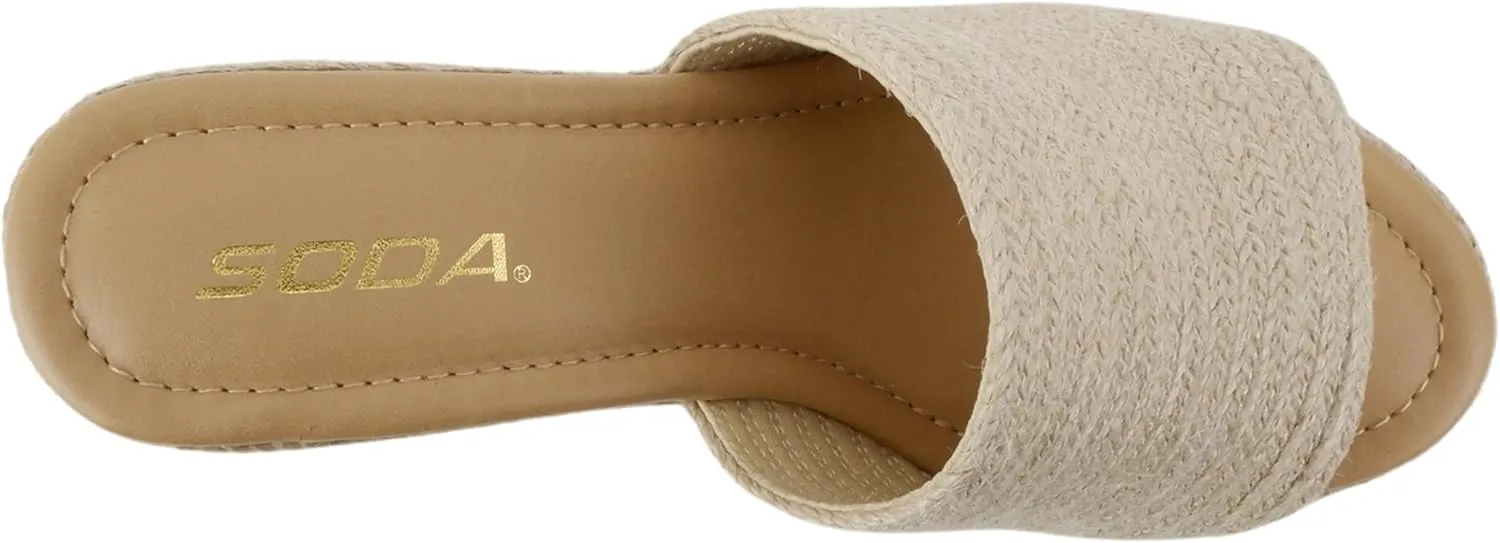 Soda “Bounty” ~ Women Round Toe Single Band Slip-On Espadrille Wedge Sandal