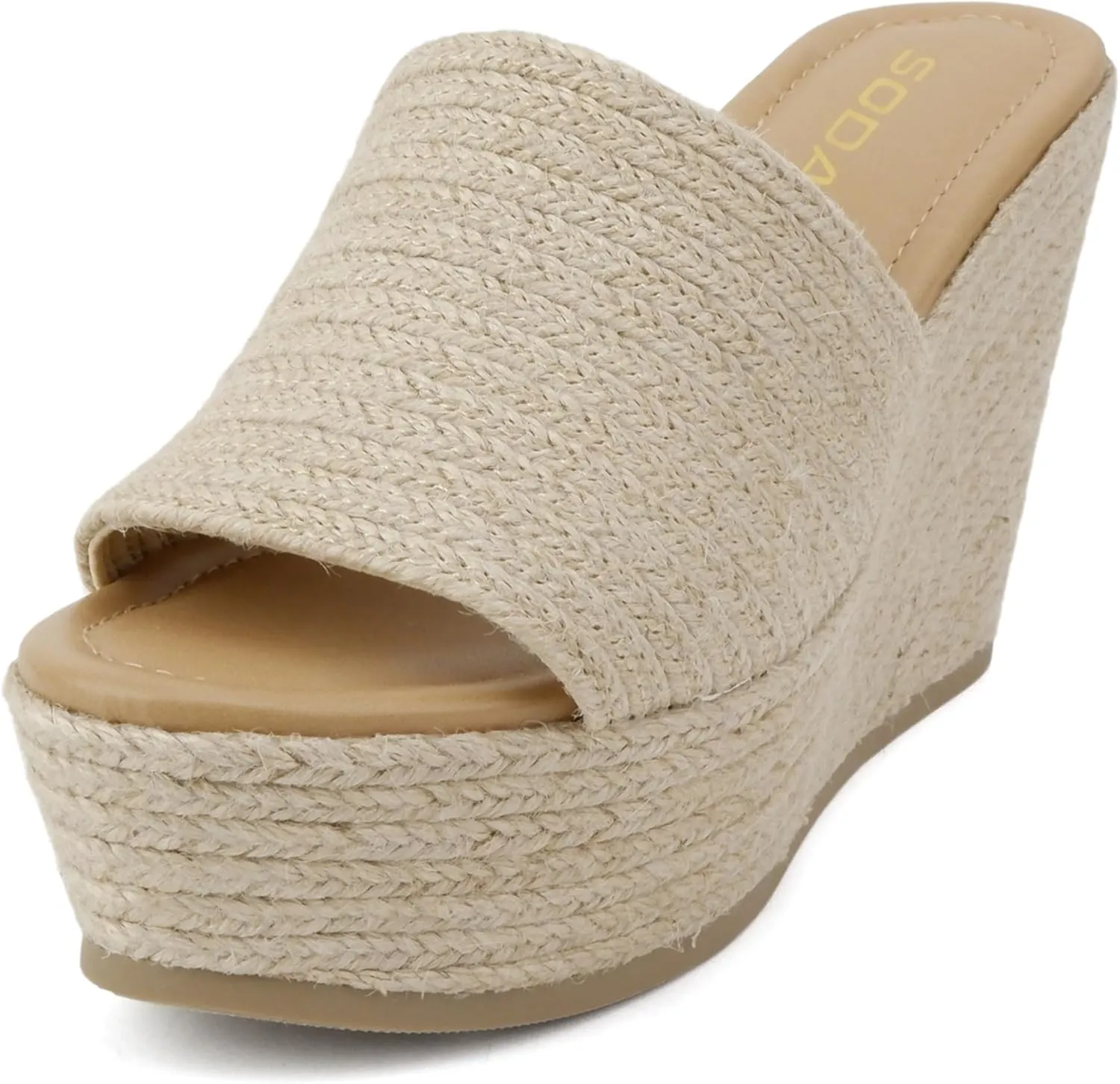 Soda “Bounty” ~ Women Round Toe Single Band Slip-On Espadrille Wedge Sandal
