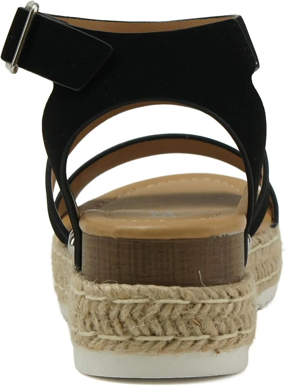 Soda BRYCE-2 Kids/Children/Girls Open Toe Two Bands Espadrille Jute Platform Wedge Casual Fashion Flatform Sandals with Buckle Ankle Strap