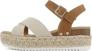 Soda “FIRELY” ~ Women Round Toe Crisscross Band Platform Espadrille Wedge Sandal with Adjustable Ankle Strap