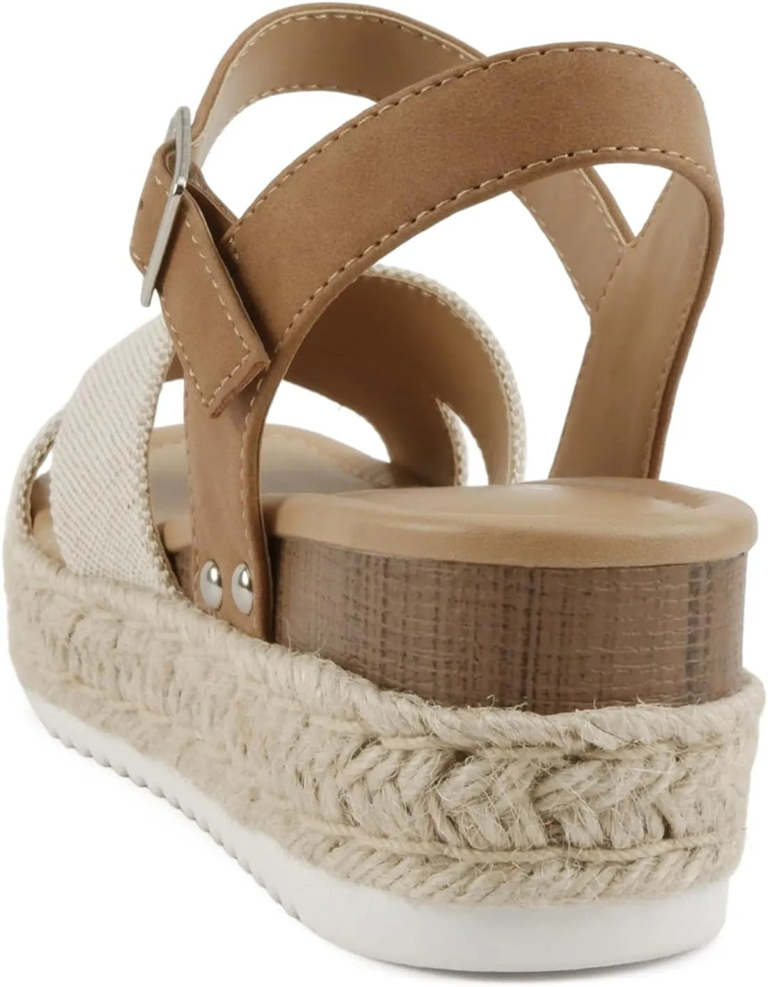 Soda “FIRELY” ~ Women Round Toe Crisscross Band Platform Espadrille Wedge Sandal with Adjustable Ankle Strap