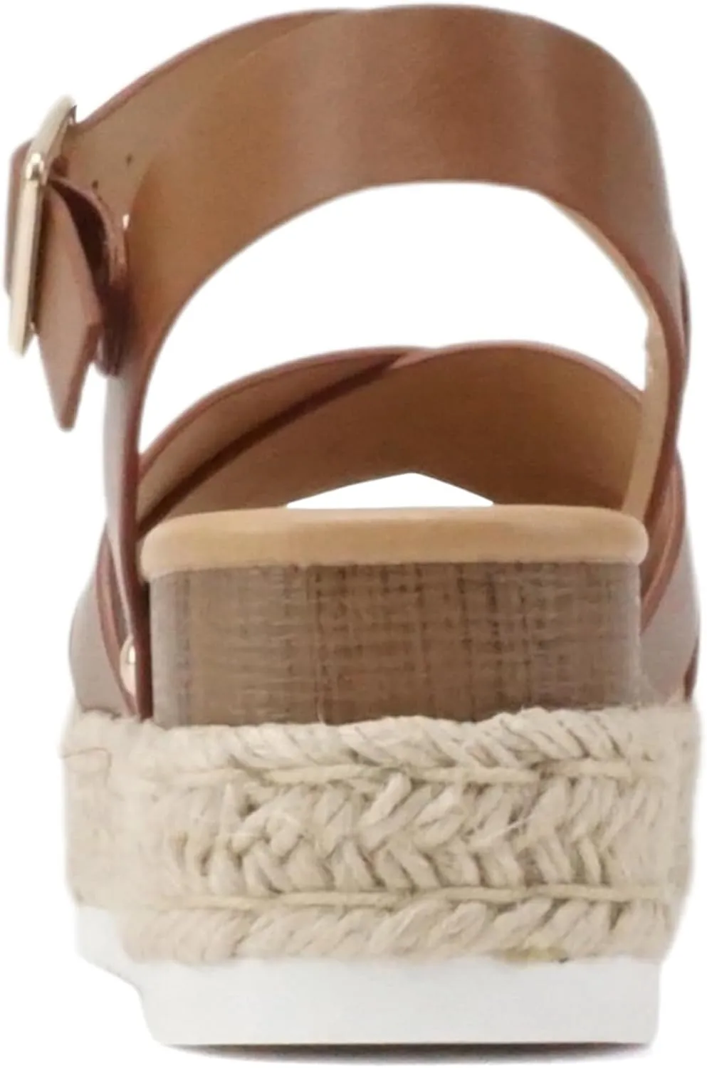 Soda “FIRELY” ~ Women Round Toe Crisscross Band Platform Espadrille Wedge Sandal with Adjustable Ankle Strap