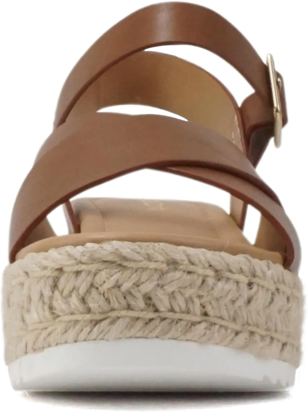 Soda “FIRELY” ~ Women Round Toe Crisscross Band Platform Espadrille Wedge Sandal with Adjustable Ankle Strap