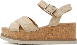 Soda “Seville” ~ Women Round Toe Crisscross Band Wedge Sandal with Adjustable Ankle Strap