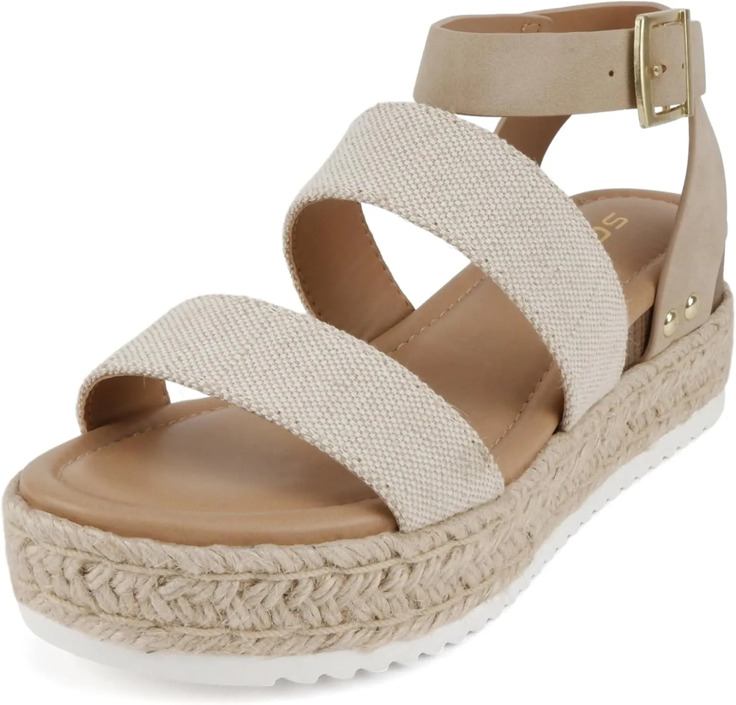 Soda Top Shoe Bryce Open Toe Buckle Ankle Strap Espadrilles Flatform Wedge Casual Sandal