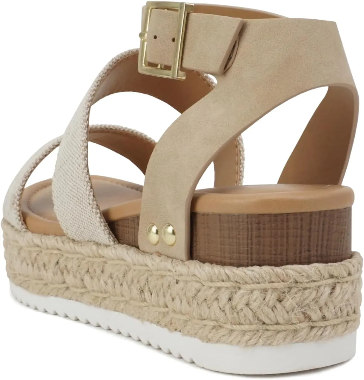 Soda Top Shoe Bryce Open Toe Buckle Ankle Strap Espadrilles Flatform Wedge Casual Sandal