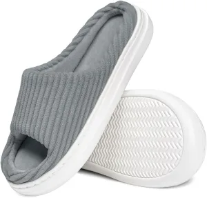 SOULROSE Summer House Memory Foam Slippers Comfy Spa Bedroom Slides Women Cloud Lightweight Waffle Cozy Open Toe Indoor Outdoor Platform Shoes