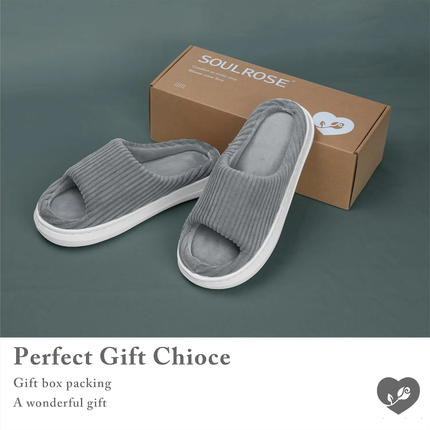 SOULROSE Summer House Memory Foam Slippers Comfy Spa Bedroom Slides Women Cloud Lightweight Waffle Cozy Open Toe Indoor Outdoor Platform Shoes