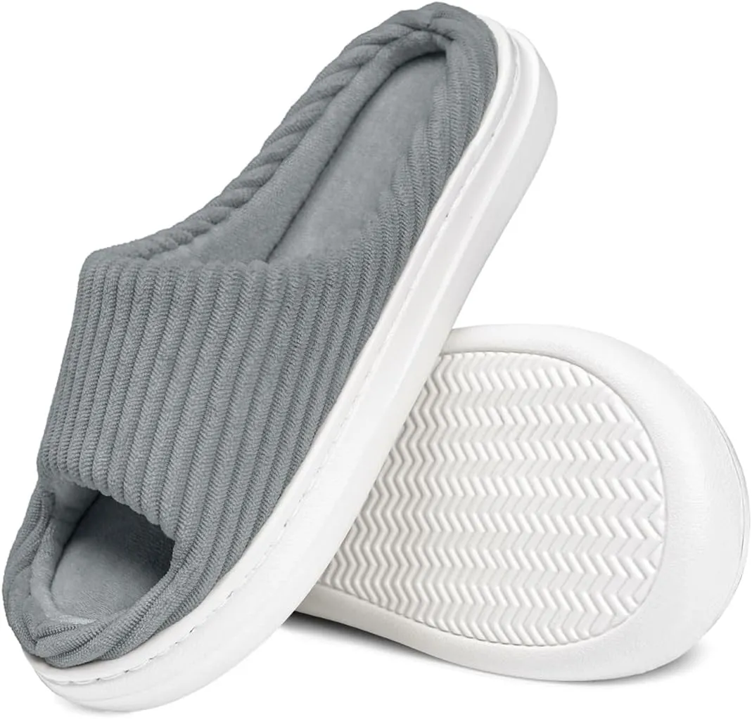 SOULROSE Summer House Memory Foam Slippers Comfy Spa Bedroom Slides Women Cloud Lightweight Waffle Cozy Open Toe Indoor Outdoor Platform Shoes
