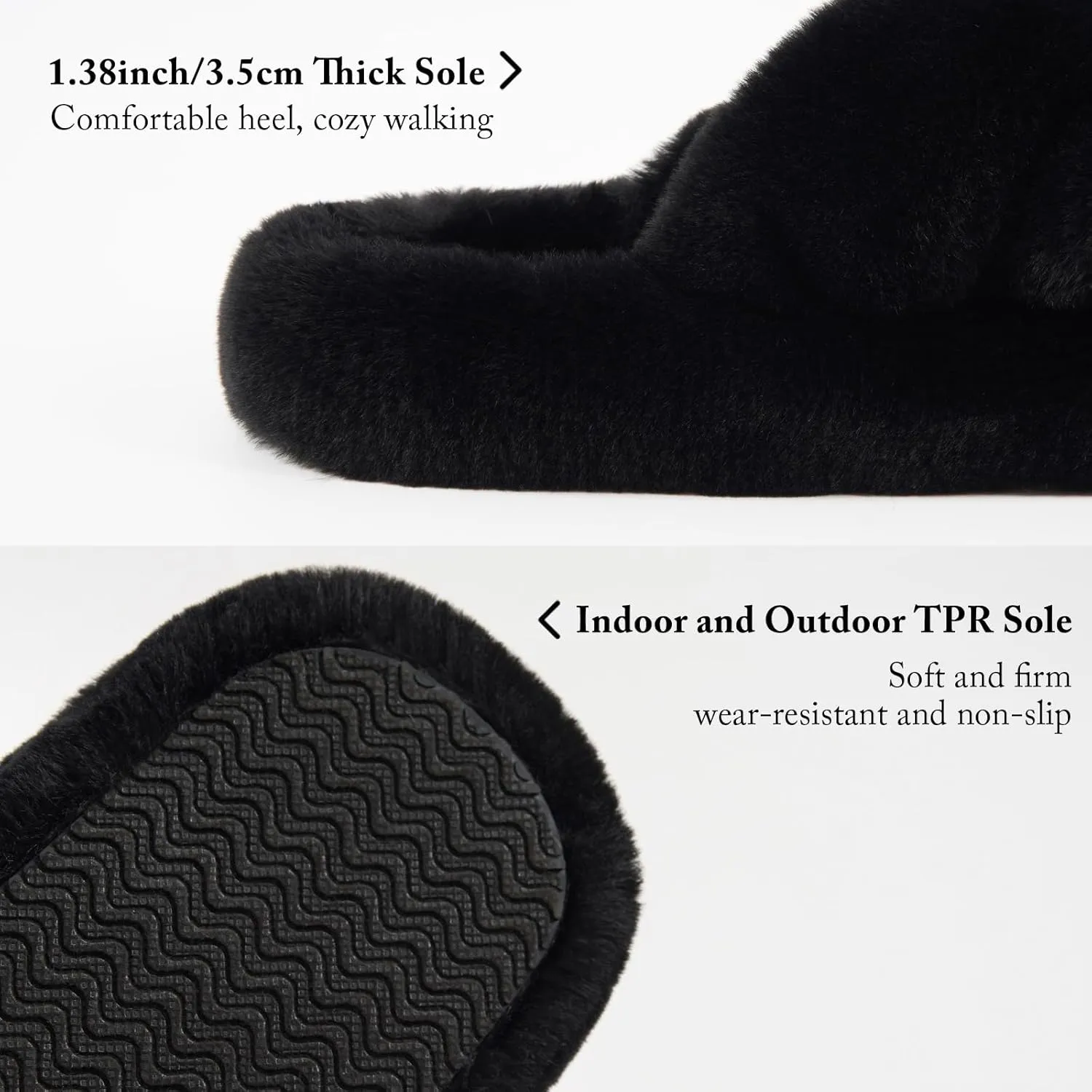 SOULROSE Women's Slippers Open Toe Memory Foam House Slippers for Women Fuzzy Furry Comfy Faux Fur Bedroom Platform Indoor Outdoor Slide Shoes with Anti-Slip Sole Womens Gift Slippers