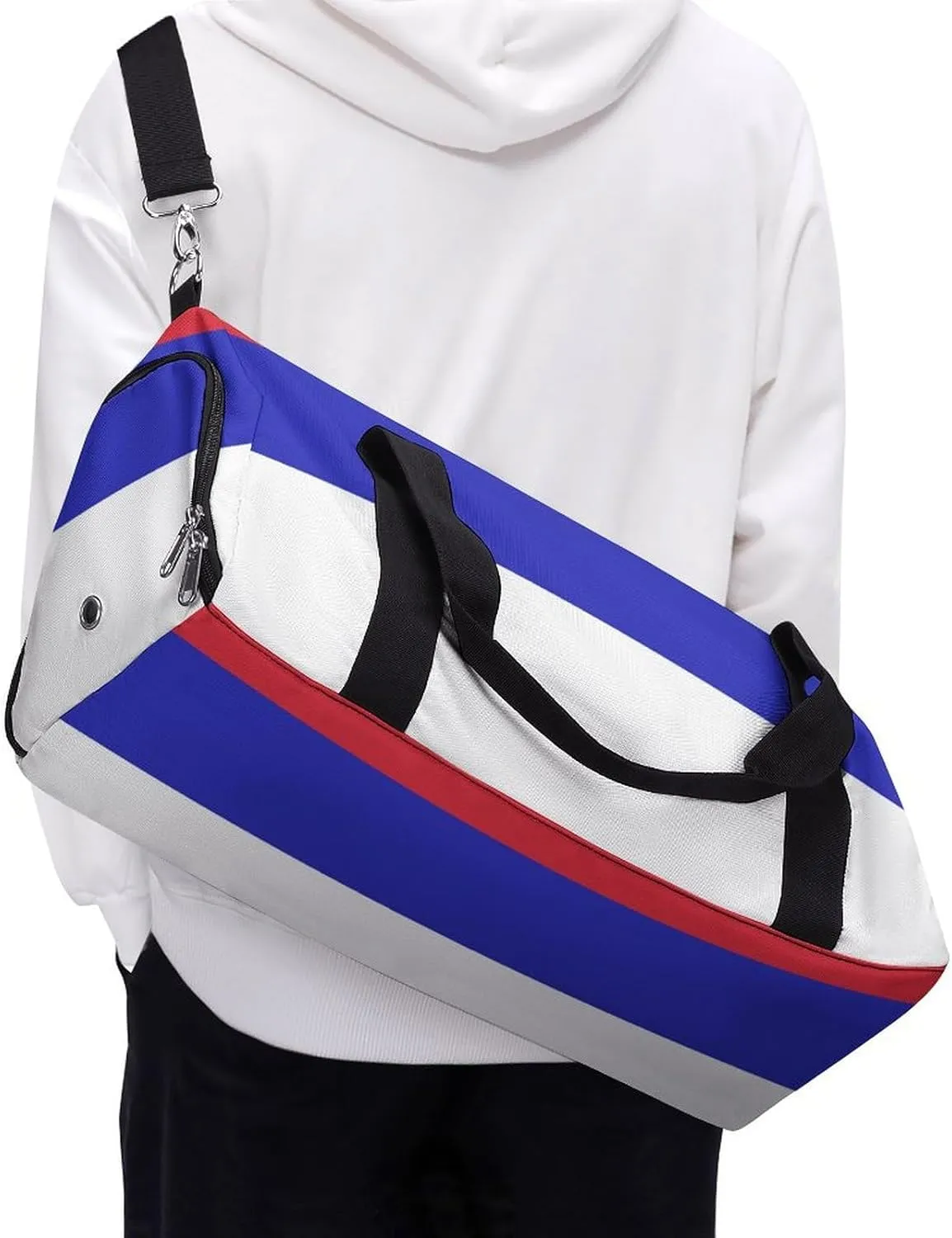 Srpska Flag Gym Duffel Bag for Men Women Shoe Compartment Waterproof Lightweight Weekender