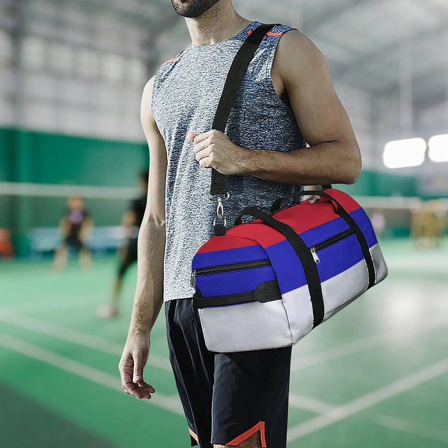 Srpska Flag Gym Duffel Bag for Men Women Shoe Compartment Waterproof Lightweight Weekender
