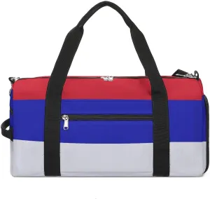 Srpska Flag Gym Duffel Bag for Men Women Shoe Compartment Waterproof Lightweight Weekender