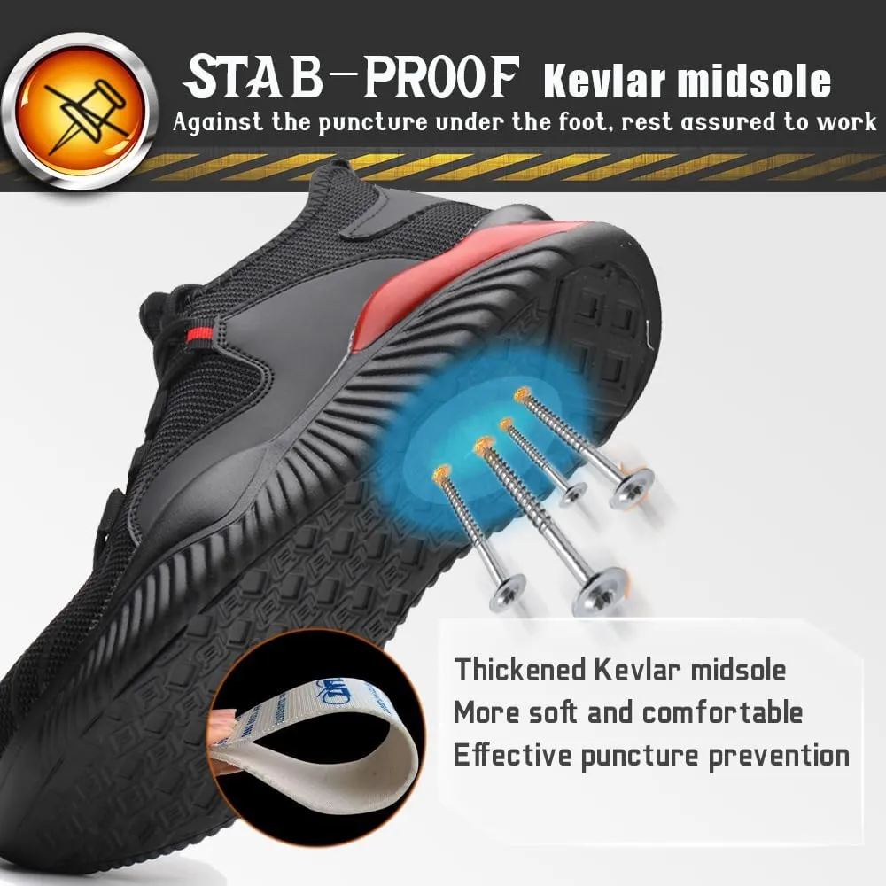 Steel Toe Safety Shoes for Men Women Work Sneakers Breathable Lightweight Industrial & Construction Shoe