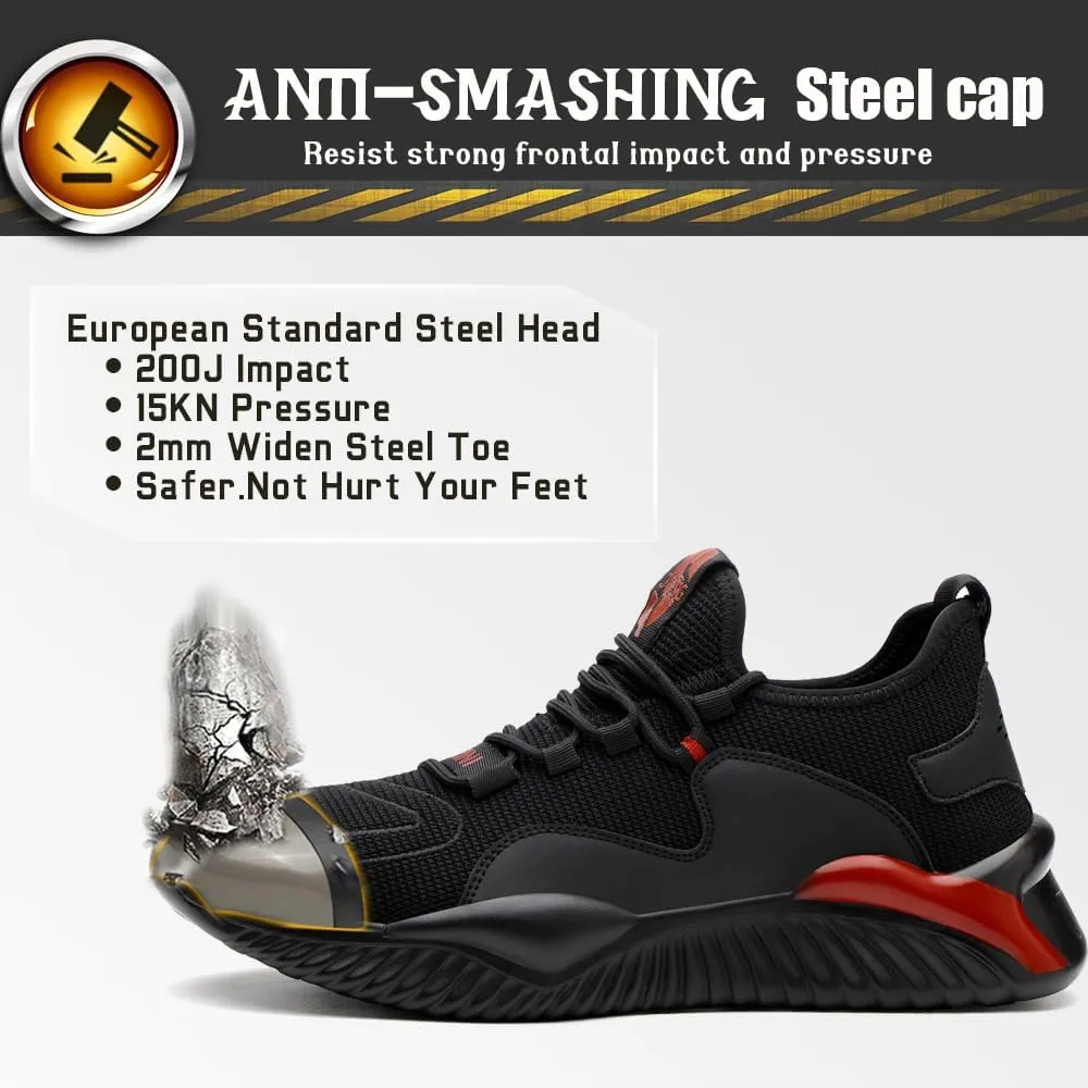 Steel Toe Safety Shoes for Men Women Work Sneakers Breathable Lightweight Industrial & Construction Shoe