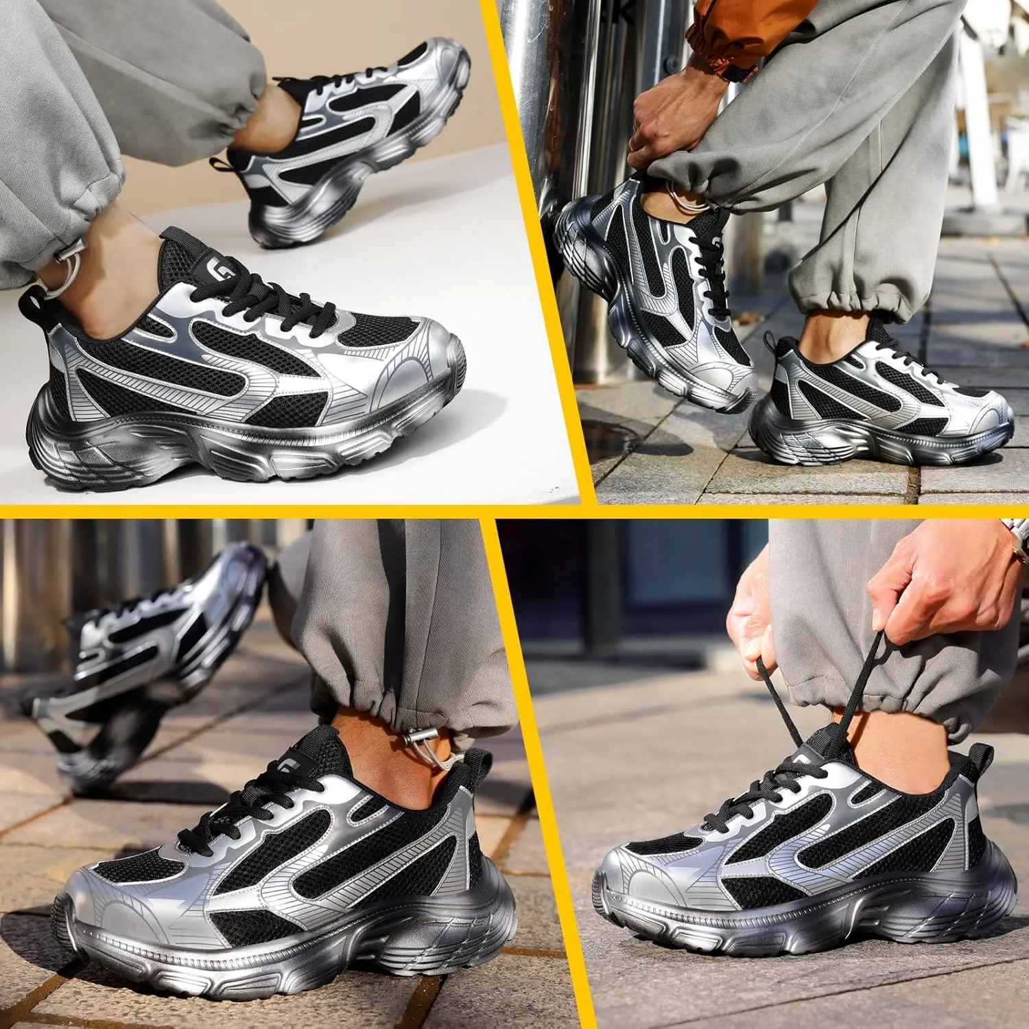 Steel Toe Shoes for Men Lightweight Work Shoes Industrial Construction Shoes Low Cut Industrial Shoes Work Sneakers Comfortable Safety Shoes for Work