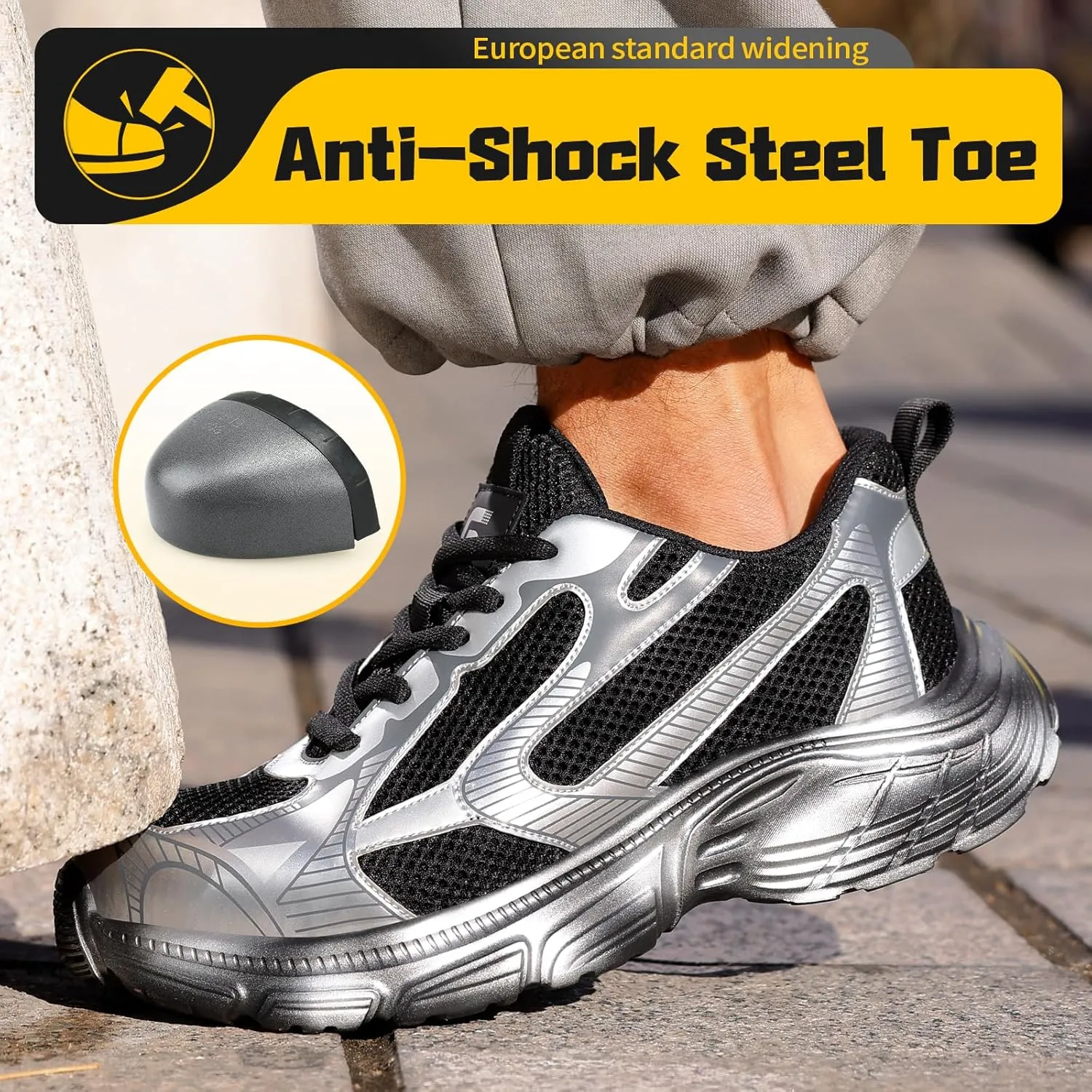 Steel Toe Shoes for Men Lightweight Work Shoes Industrial Construction Shoes Low Cut Industrial Shoes Work Sneakers Comfortable Safety Shoes for Work