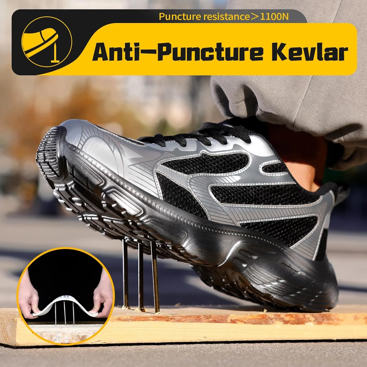 Steel Toe Shoes for Men Lightweight Work Shoes Industrial Construction Shoes Low Cut Industrial Shoes Work Sneakers Comfortable Safety Shoes for Work