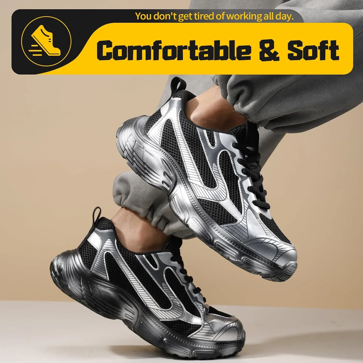Steel Toe Shoes for Men Lightweight Work Shoes Industrial Construction Shoes Low Cut Industrial Shoes Work Sneakers Comfortable Safety Shoes for Work