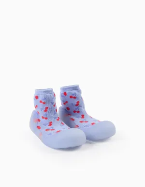 Steppies Socks-Slippers for Baby Girls 'Cherries', Blue
