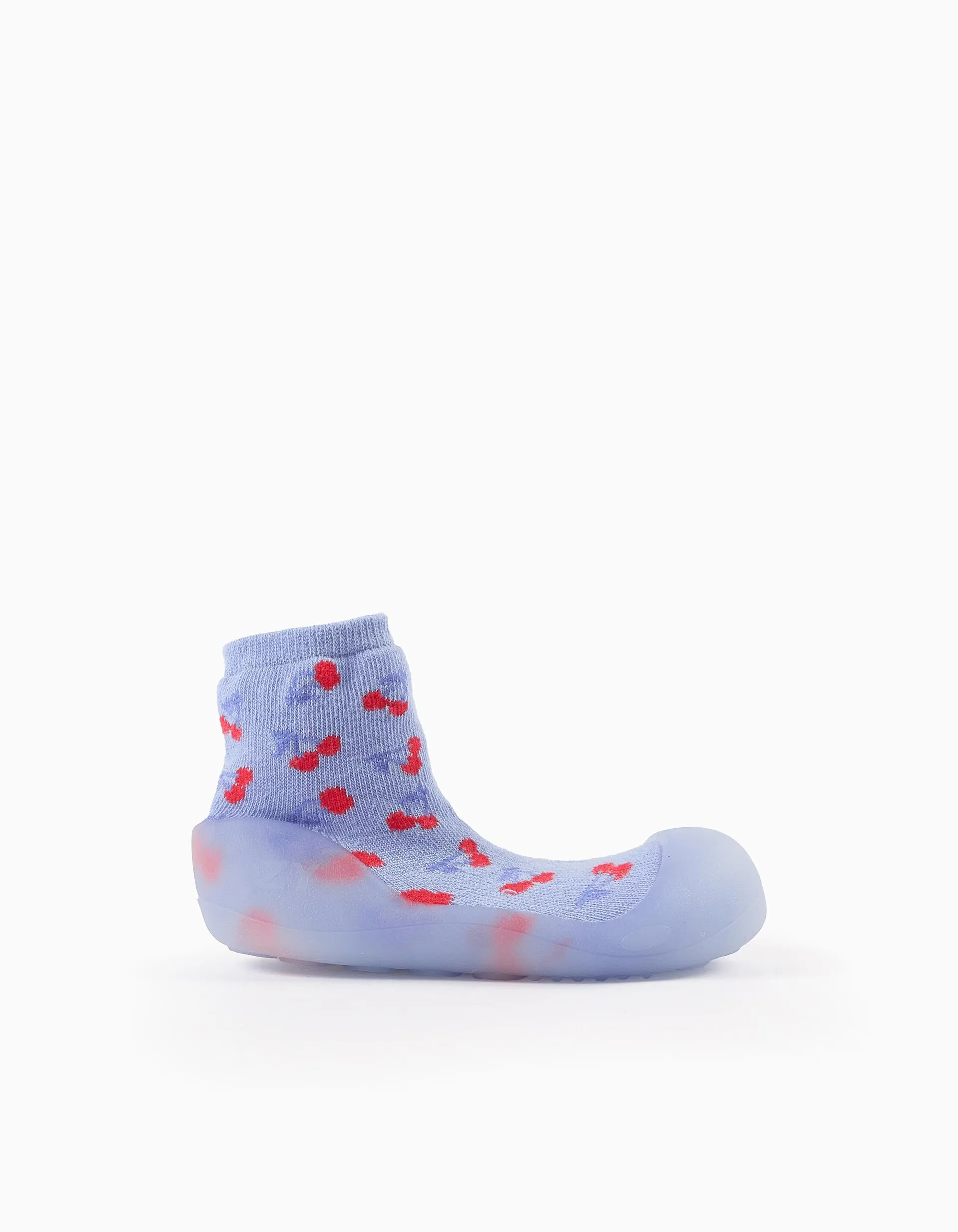 Steppies Socks-Slippers for Baby Girls 'Cherries', Blue