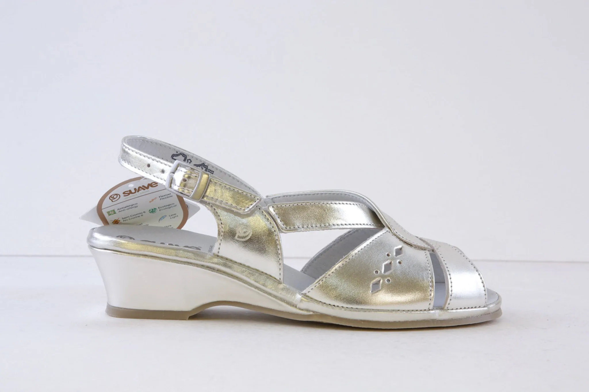SUAVE - 6017 36 CAPRI- LOW WEDGE SANDAL - SILVER