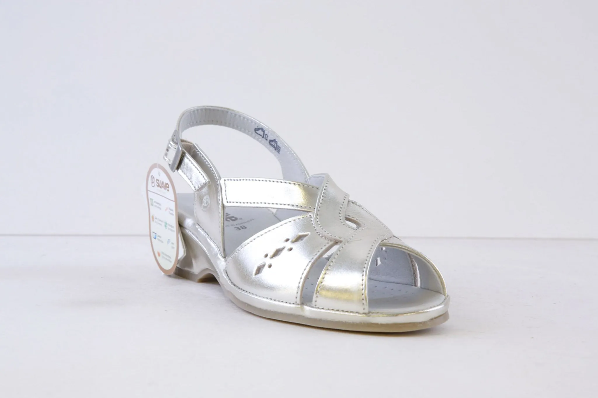 SUAVE - 6017 36 CAPRI- LOW WEDGE SANDAL - SILVER